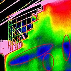 屋内天井に滲入した水分のジブトーンへの滞留